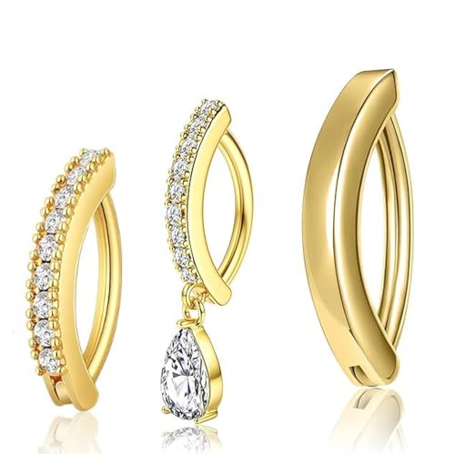 TRLREQ Belly Button Piercing Ring 14ga 10 mm Belly Clicker Piercing Heart Belly Button Rings Gold Pack of 3
