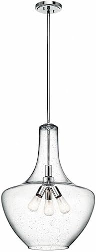 Kichler Everly - Colgante de campana de 3 luces de 27.5 pulgadas, cristal transparente
