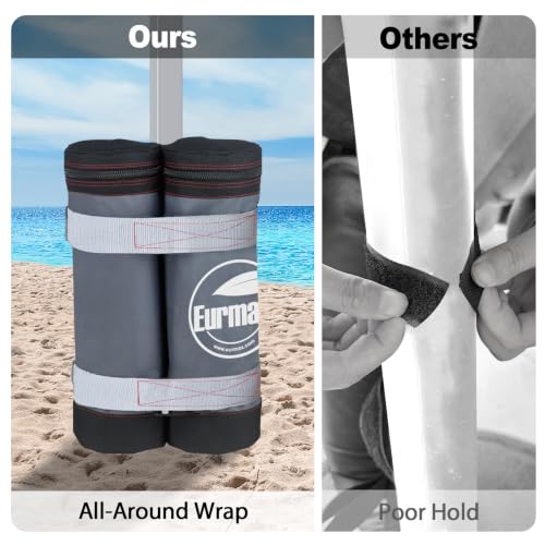 Image of Eurmax USA 4-Pack 180LBS Capacity Universal Canopy Weight Bags,Heavy Duty Windproof Sandbags with All-Around Wrap Design,Ultimate Stability for Pop Up Tent,Shelter in High Winds(Sand Not Included)