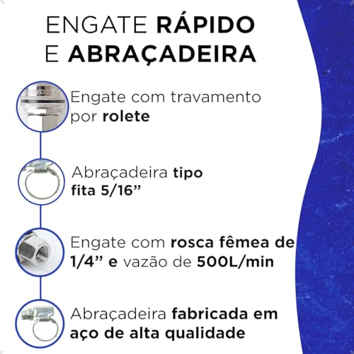 Jogo Engate Rapido Macho Fêmea 9 Peças Rosca 1/4 Pneumático