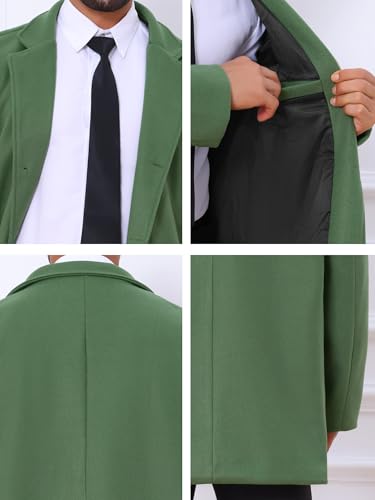 Image of Lars Amadeus Men's Trench Coat Notch Lapel Single Breasted Classic Long Pea Coats Overcoat