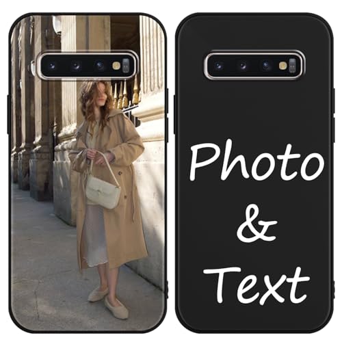Kivlclri Funda Personalizada para Samsung Galaxy S10 Plus 6,4'', Personalizable Case con Foto Imagen Texto Diseño, Personalizado Carcasa Custom Antigolpes Protector Cover para Samsung S10 Plus, Negro