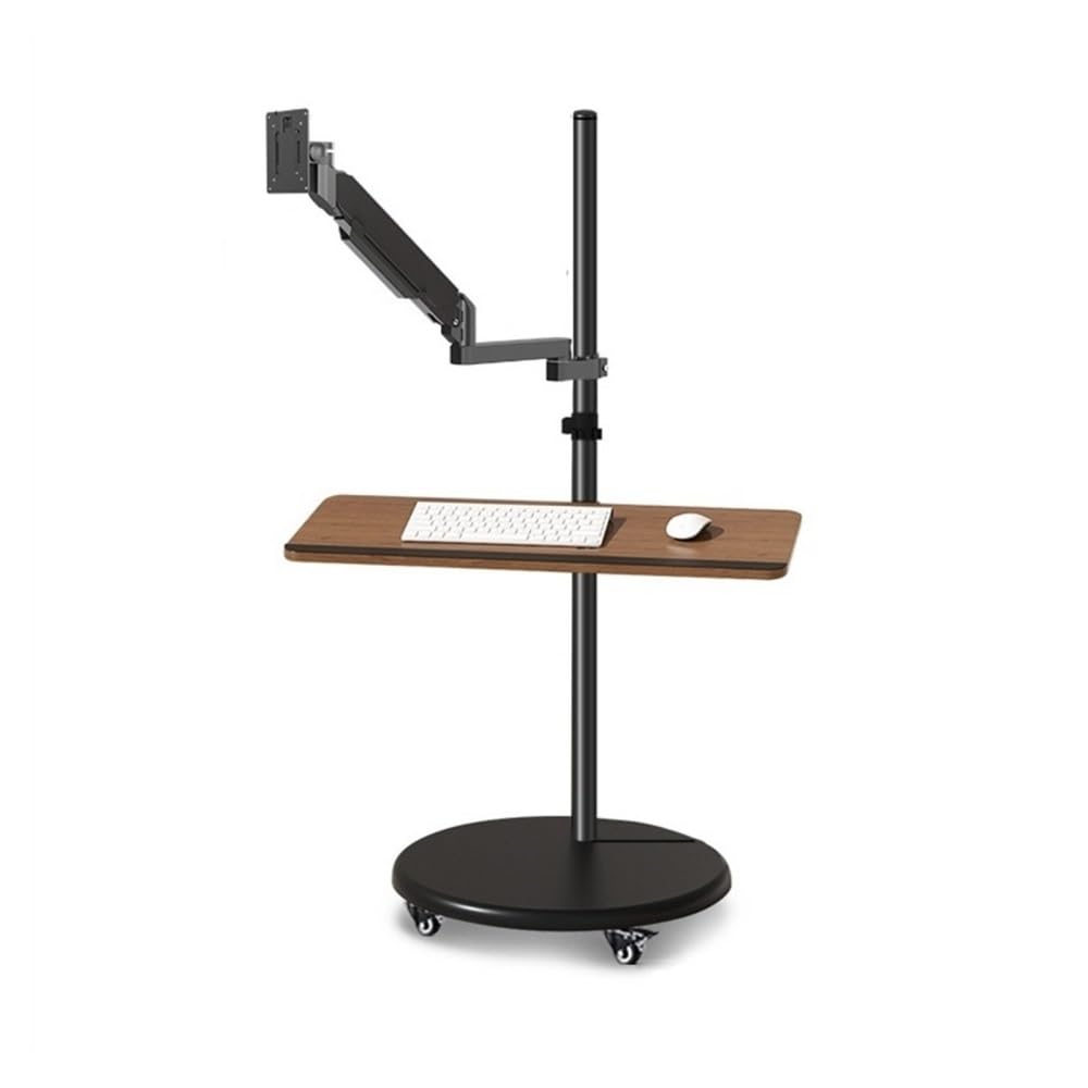 SaryEdge Height - Adjustable Monitor Stand Arm Floor Standing Single Monitor Mount, Movable Monitor Stand with Keyboard Tray and Wheels, 14"-43" Adjustable Gas,17"-43"