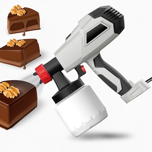 Chocolate Spray Gun,500W DIY Baking Cake Airbrush Coloring Gun,Cake Decorating Tools Sandblasting Machine for and Dessert, Grey,Silver