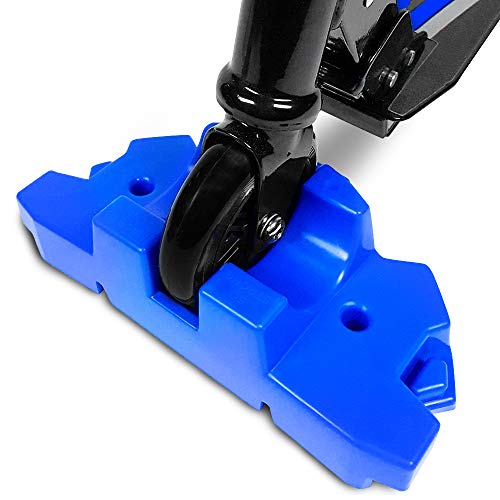 50 Strong Scooter Stand - Fits Most Scooters with 95mm to 125mm Wheels - Interlocking Design with Extra Stable Base - Made in USA - Keeps Kids Kick Scooters Organized (Blue)