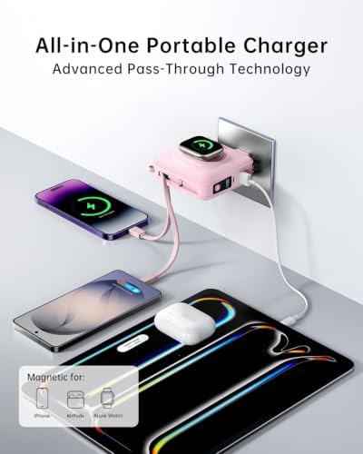 W&P 45W Fast Charging Magnetic Portable Charger with 2 Cables&AC Wall Plug — view 2