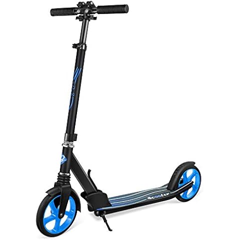 BELEEV Scooters for Kids, Foldable Kick Scooter 2 Wheel, Large 200mm Wheels Sport Commuter Scooters for Adults Teens,Blue, One Size Cover