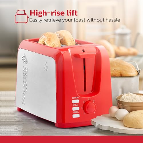 Image of Holstein Housewares - 2 Slice of Bread Toasters, Bagels and Waffles with 7 Roast Control Settings Great for Frying