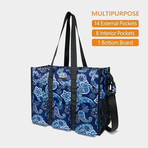 Image of TOPDesign Utility Water Resistant Tote Bag with 22 Pockets, Zipper Closure