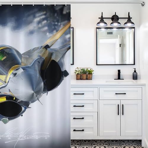 Rideau de douche imperméable lavable en machine à motif avion