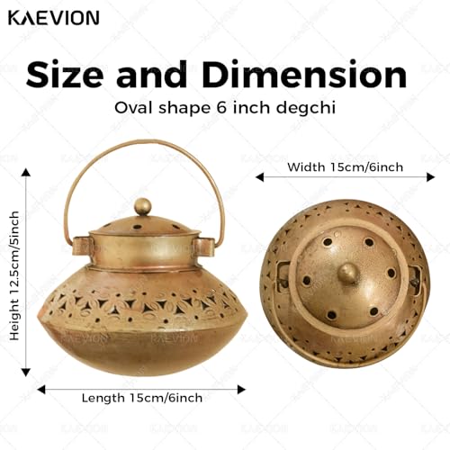 Image of Metal Brass Small Size 6 Inch Only Degchi Dhoop Burner | Wall Hanging Home Decor Incense Holder | Dhunuchi Dhoop Pot | Table Top Decor Tea Light Candle Holder | Diwali Decoration Item