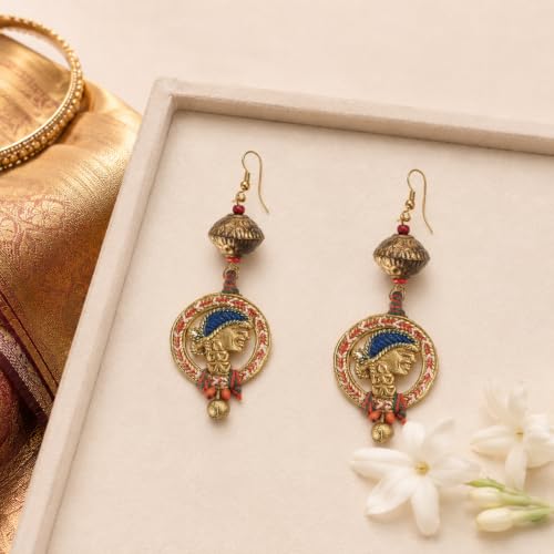 Image of Handcrafted Tribal & Dhokra Art Earrings Collection for Women - Royal Boho Statement Designs in Brass, Wooden, Beaded & Geometric Styles