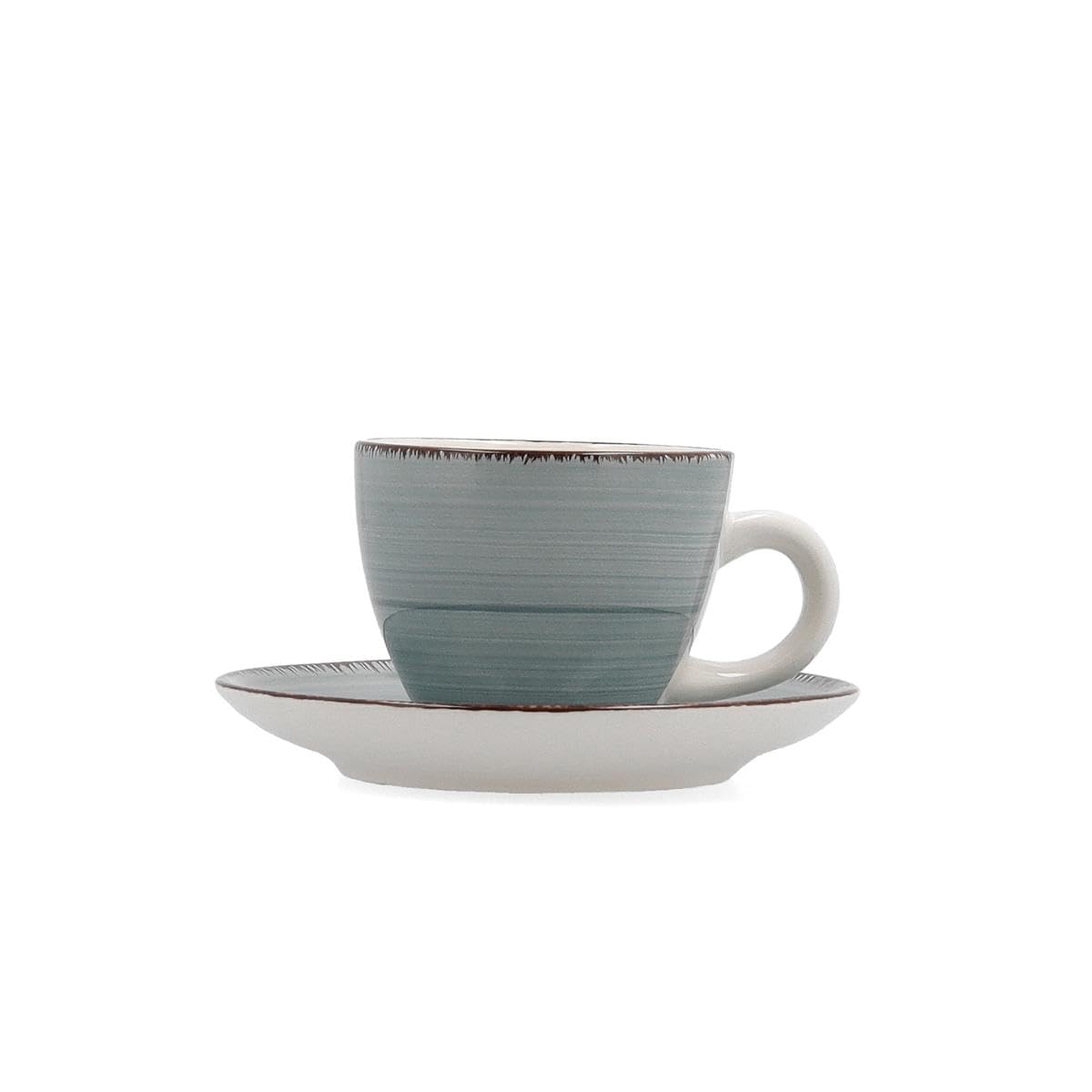 Quid Set de De 6 Tazas Con Platillo Cerámica Vita Morning de Loza 9cl | Turquesa, Loza, acabado brillo, 9cl