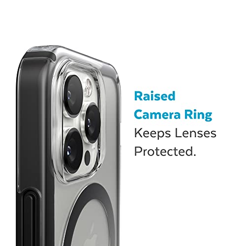 Image of Speck Clear iPhone 14 Pro Case - Slim, Built for MagSafe, Scratch Resistant & Drop Protection Clear Phone Case - Anti-Yellowing - 6.1 inch iPhone 14 Pro Case - Dual Layer - Black GemShell
