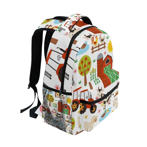 Farm Animals Cow Pig Sheep Horse Donkey Backpack for Boys Girls Teens, Kids Bookbag Laptop Tablet Travel School Bag with Name Tag2