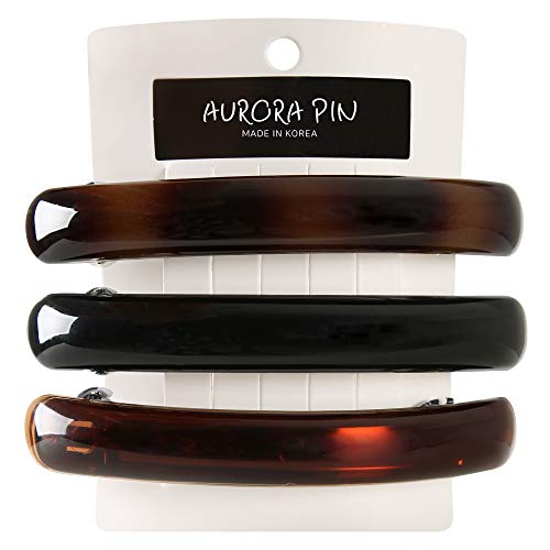 AURORA PIN AC-1 Hair Clips Large Plastic Tortoise Shell Volume Auto clasps Hair Barrettes Hair Accessories for Women 3pcs Made in KOREA
