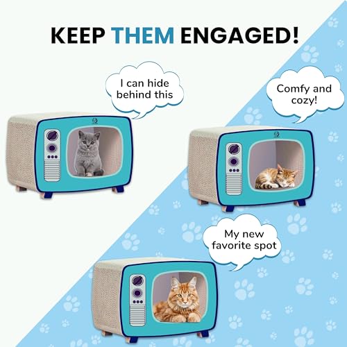 Image of Foodie Puppies Cardboard Scratching Pads with Catnip for Cats and Kittens - (Television Scratcher, 43 x 29 x 23 cm) | Durable Cat Play for Cats Corrugated Scratcher for Furniture Protection