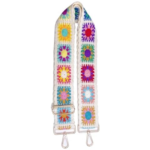 Nalefow Purse Straps Crossbody, 2" Crochet Flower Purse Straps Replacement Crossbody Wide Adjustable Shoulder Strap for Bag Handbag (Beige Woven Flowers) Cover