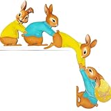 YIEUR Türrahmen deko Ostern Holz，Osterhase türdeko mit Klebepunkte Runde，16x12cm Beidseitige Druck Osterhasen Figur Ornament Dekoration für Osterfest Geschenk Tür Home Wand