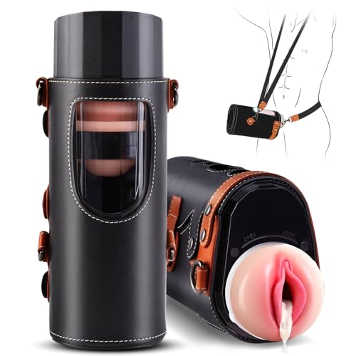 Automatic Male Masturbator Sex Toys - Hands Free Visible Pocket Pussy with 10 Thrusting & 2 Realistic Sleeves & Wearable Strap Adult Toy Blowjob Machine for Men Pleasure | 50db Quiet