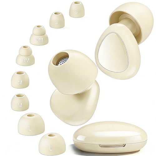 【眠りを変える】耳栓 睡眠用 ノイズキャンセリング 側寝・寝返りも快適｜移動・集中・いびき・聴力保護に最適｜洗える＆繰り返し使える 4サイズ ケース (Beige, イヤーピース4サイズ付)