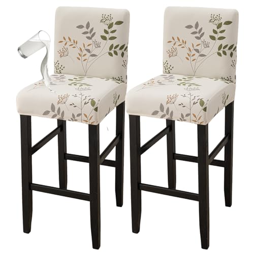 Image of Bar Stool Covers Counter Chair Slipcovers Set of 2,Color 04 | Stretch Barstool Seat Covers,Washable Removable Pub Tall Stool Slipcover,Bar Chair Cover for Kitchen Dining Room Cafe