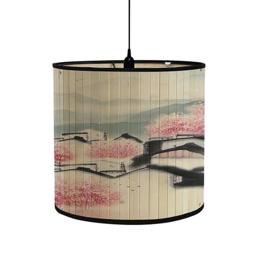 Morbuy Bamboo Lampshade for Table Lamps, Vintage Style Decorative Lampshade 30x30cm Ceiling Lampshade Pendant Lamp Shade, for Wall Lamp, Bedside Lamp and Floor Lamp (Peach Blossom)