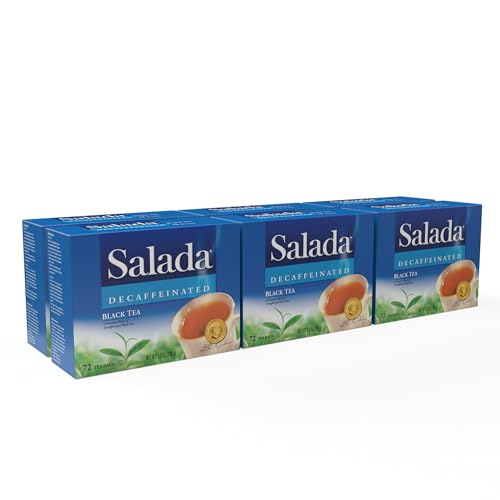 Salada Decaffeinated Black Tea Blended Strong Black Tea with 72 Tea Bags Per Box (Pack of 6) Contains Caffeine Brew Hot Flavored Rich in Antioxidants Original Blend