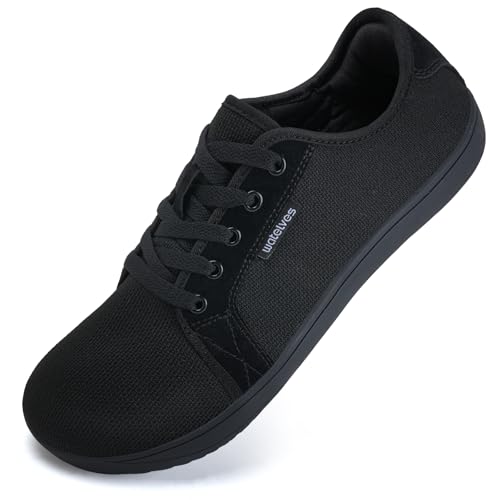 WateLves Barfuss Schuhe Damen Barfußschuhe Herren Kint Walkingschuhe Sneaker Minimalistische(Schwarz，39EU)
