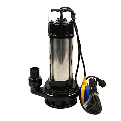 Loobiiny Pompa sommergibile per acqua sporca, 1500 W, in acciaio inox, 36000 l/h, per acque sporche, pompa sommergibile, per feci con galleggiante