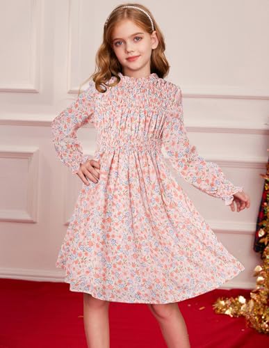 Image of GRACE KARIN Girls Long Sleeve Floral Dress Fall Winter Casual Dresses 6-14Y