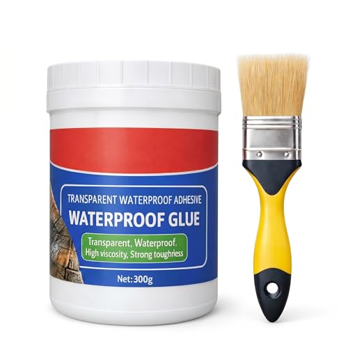 Crack Seal Glue 300gm with Brush Transparent Waterproof Resin Epoxy for Roof Leakage Crack Seal Agent Roof Water Leakage Solution Water Proof Glue for Waterproofing (300 GM) (1)