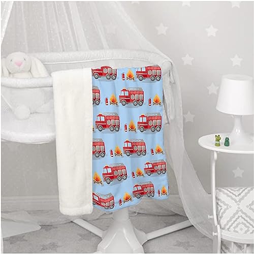 Image of Fire Truck Fireman Baby Blanket Gifts Super Soft Swaddle Newborn Cozy Baby Receiving Blanket Stroller Throw Blanket for Crib 40x30 in forBaby /Puppy