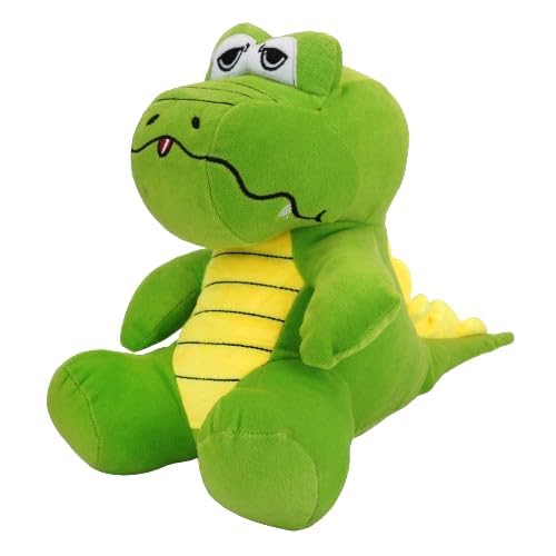 Image of Cute Green Crocodile Soft Toy for Kids - Plush Stuffed Crocodile in Sitting Posture - Ultra-Soft Huggable Animal Toy & Sleeping Pillow for Girls & Boys