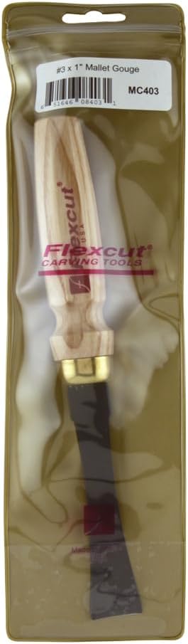Flexcut Wood Carving Gouge | #3 Mallet Gouge | 1 Inch | 1095 High Carbon Steel Blade | Ash Hardwood Handle | MC403 | Made in the U.S.A.