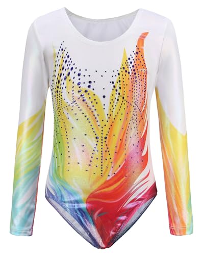 SEAUR Justaucorps de Gymnastique Fille Manches Longues Léotard de Gymnastique Brillant Enfant Maillot de Gymnastique Fille