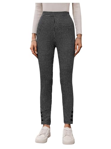 SweatyRocks Women's Plaid Pants High Waisted Skinny Work Office Long Trousers3