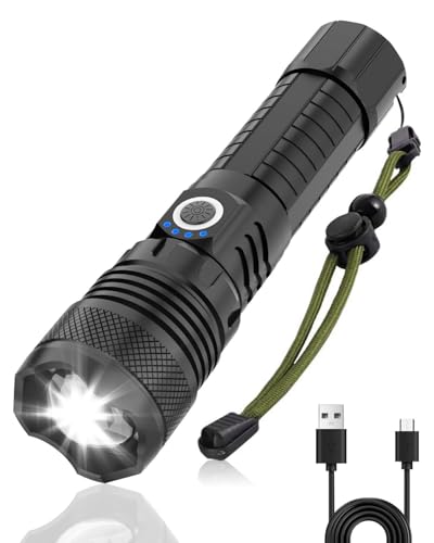 Victoper LED Torch Light, 20000 Lumens Bright Light Torch, 5000mAh, IP67 Waterproof, Rechargeable Tactical Torch Light, Handheld Flashlight, Portable USB Rechargeable Light for Trekking, Emergency