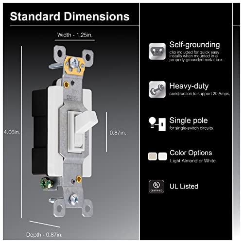 image for GE Heavy-Duty, Single Pole, In-Wall, Light, Fan, One Switch Circuits, 