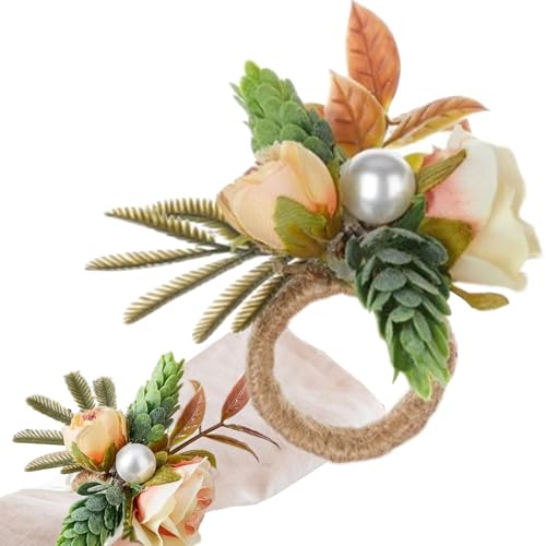 Anillos de servilleta de boda, servilletero de flor - Flor simulada servilleteros de escritorio | Servilleta occidental titular del anillo hebillas para banquete de bodas Decoración de mesa de Acción