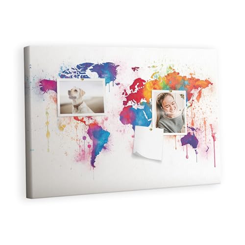 Tableau liège carte du monde 60x40 cm avec cadre en bois pour l'organisation du bureau