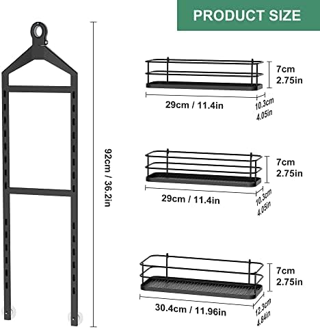 Thideewiz 3 Tier Hanging Shower Caddy Over Shower Head, Anti-Swing Shower Shelf, Adjustable Rustproof Shower Rack, Metal Shower Organizer with Hooks, Black