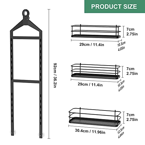 Thideewiz 3 Tier Hanging Shower Caddy Over Shower Head, Anti-Swing Black Adjustable Rustproof Shower Organizer With Hooks, Metal #TOP1
