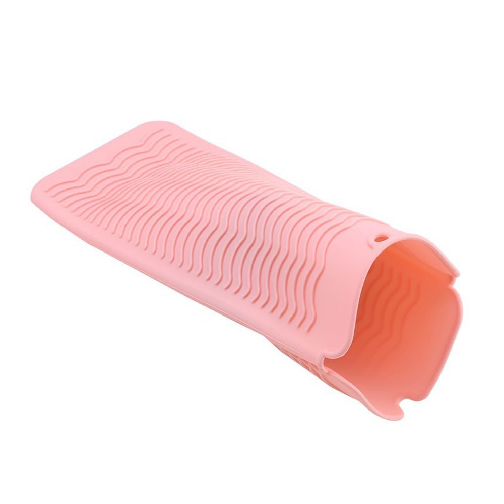 2wayヘアアイロン収納カバー マット MBR050 収納ケース 収納袋 パッド 耐熱ホルダー シリコン製 ドレッサー 洗面所 持ち運び 携帯便利 日用品 生活雑貨 滑り止め 焦げ防止 出張 旅行 旅行便利グッズ 旅行用品 旅行小物 トラベルグッズ (2way(ケース・マット), ピンク)