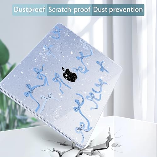 Image of Tuiklol for MacBook Air 13 inch Case M5 2026 M4 2025 M3 2024 M2 2022 Release Model A3449 A3240 A3113 A2681,Plastic Hard Shell Cover for MacBook Air 13.6 with Touch ID, Blue Bow
