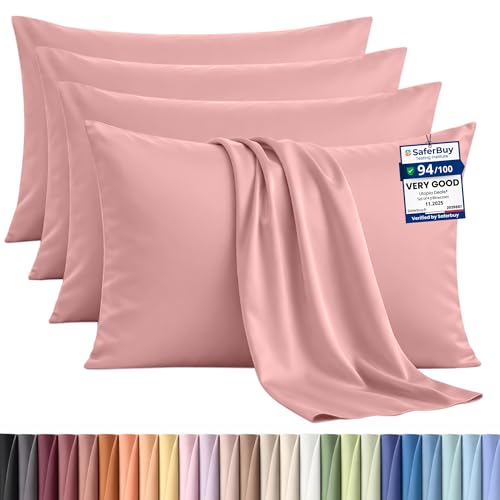 Utopia Bedding - 4 Pack Pillow Cases - OEKO-TEX - Standard Size 50x75 cm - 100% Brushed Microfiber Pillowcases with Envelope Closure, pillows not included - Wrinkle, Fade, & Stain Resistant - Pink