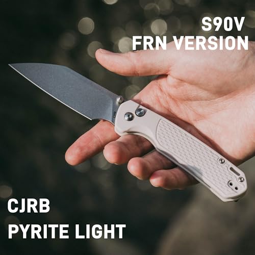 Image of CJRB Pyrite-Light Folding Pocket Knife, 3.34'' S90V Steel Blade, Light Gray