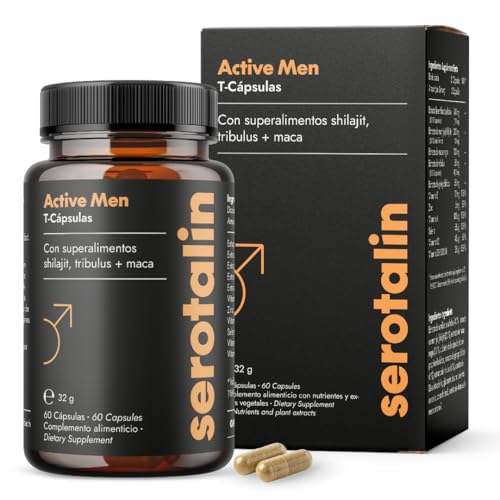 serotalin ACTIVE MEN Maca T-Cápsulas para hombres activos | Fenogreco con Shilajit, L-Citrulina, Maca negra & Tribulus | Vegano & Made in...