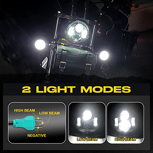 Image of LX-LIGHT 51W 5-3 /4 5.75 inch Motorcycles LED Headlight with EMC Compatible with Iron 883 Dyna Street Bob Super Wide Glide Low Rider Night Rod Train Softail Deuce Custom Sportster,Black
