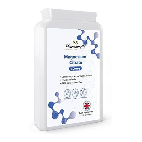 Magnesium Citrate 500mg 120 Capsules - Providing 150mg of Active Elemental Magnesium - High Potency - Easily Absorbable - Highly Bioavailable - UK Manufactured Cover